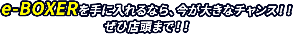 e-BOXERを手に入れるなら、今が大きなチャンス！！ぜひ店頭まで！！